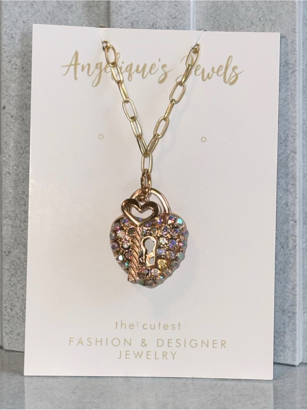 Gold Heart Lock Necklace